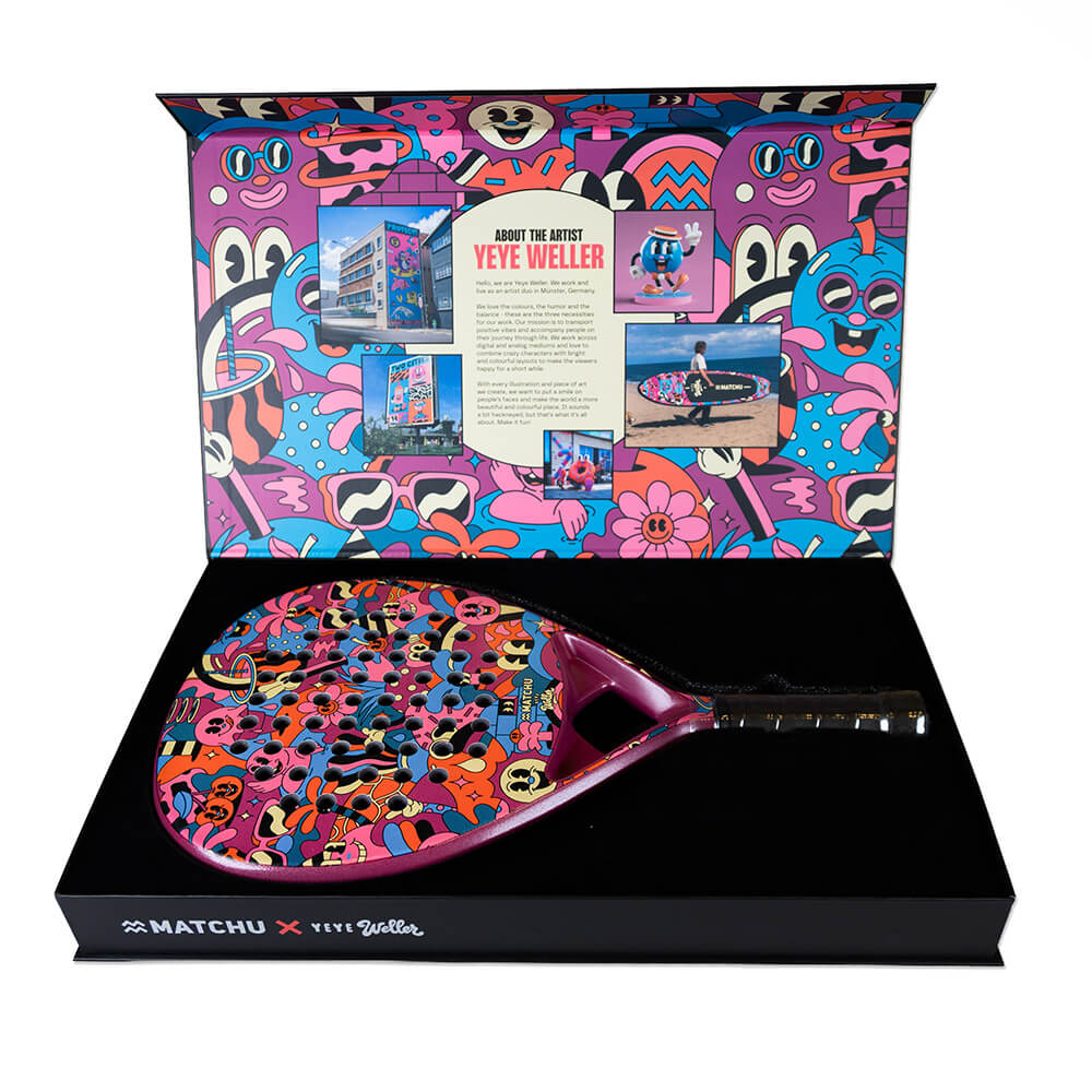Raquette de padel 3K Carbon Druppel avec coffret « Brand Story » - MATCHU x YEYE WELLER